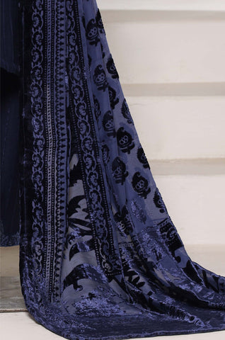 Sadabahar Stitched Luxury Dhanak with Palachi Shawl Collection - 2025 (BLUE)