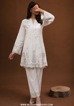 White Luxe by Amna Khadija | Stitched 2pc Embroidered Cotton Collection - 2026 (D-05)