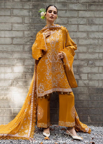 Lovella by Marjjan | Unstitched Embroidered Viscose Collection - 2025 MEV-45 A (MUSTARD)
