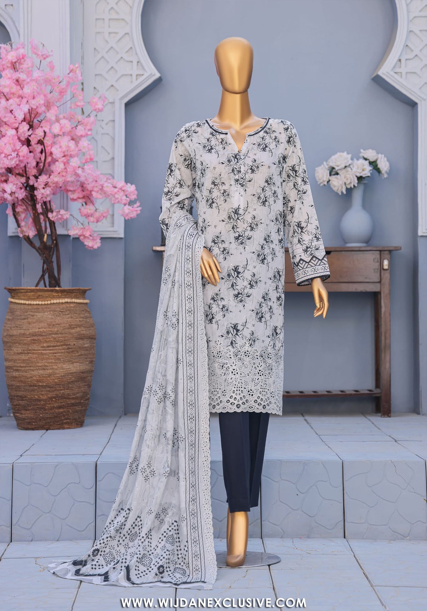 HZ Premium Unstitched Embroidered Lawn Collection - 2026 PEC-608