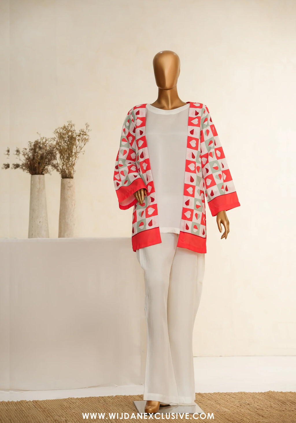 Zehaina by Amna Khadija | RTW Digital Printed Poly Swiss Coat Collection - 2025 (PINK)