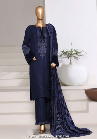 Sadabahar Stitched Luxury Dhanak with Palachi Shawl Collection - 2025 (BLUE)