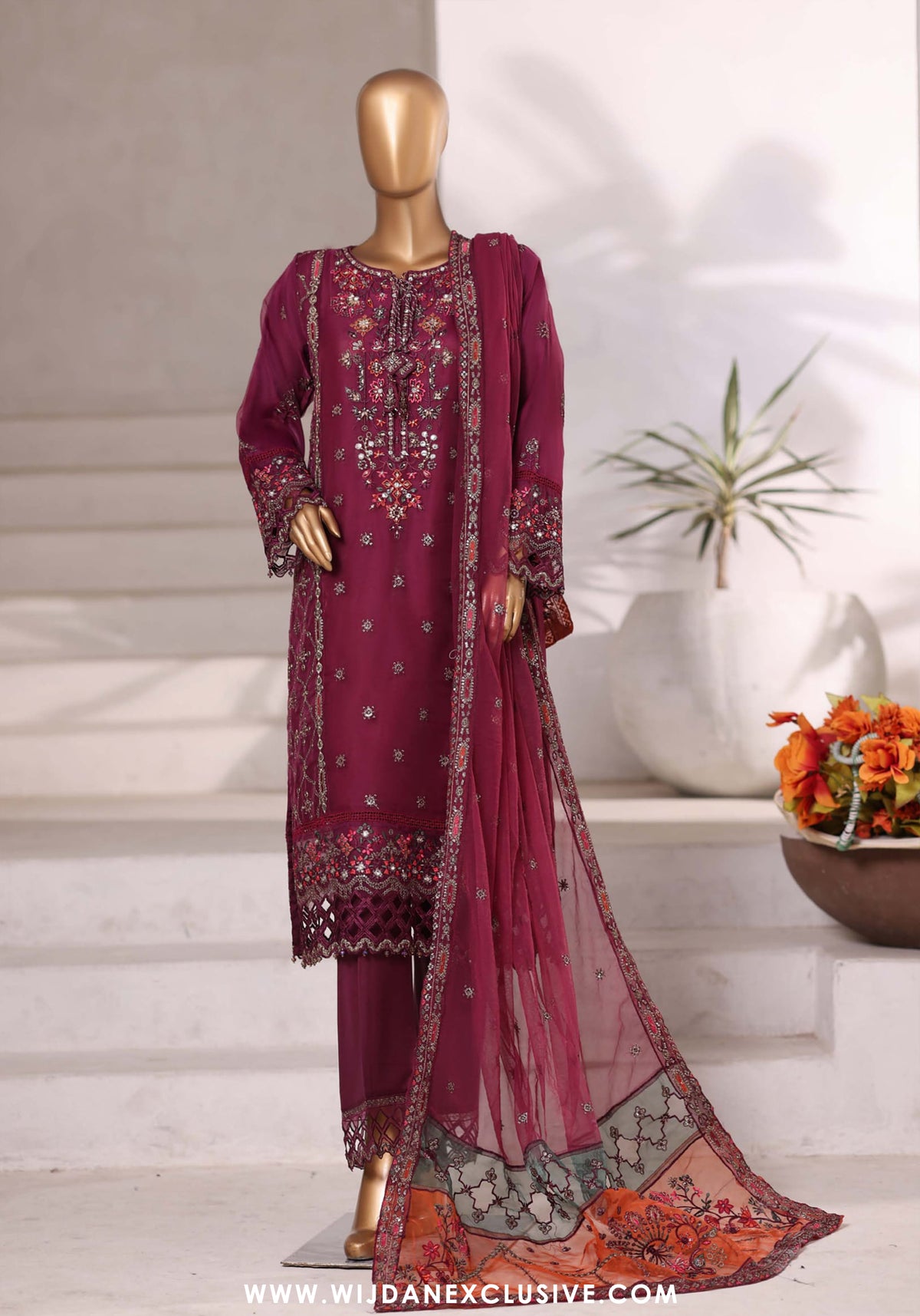 Sadabahar Mahpara Stitched Festive Formal Collection - 2025 Vol-18 (Plum)