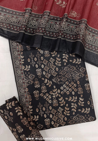 Bin Saeed Unstitched 3PC Digital Printed Cambric Collection - 2025 D-05