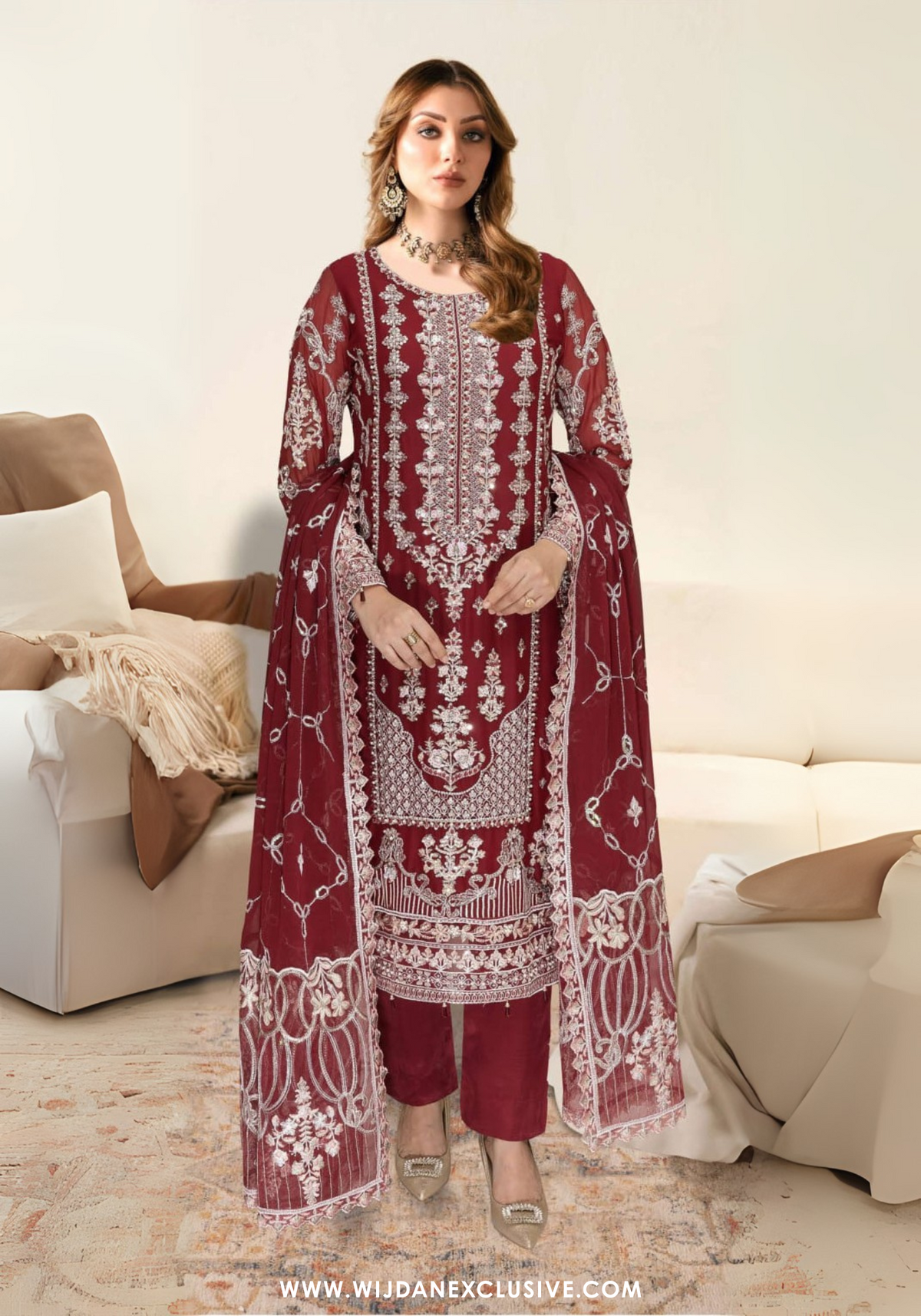 Ramsha Unstitched Embroidered Chiffon Collection - 2025 WD-497