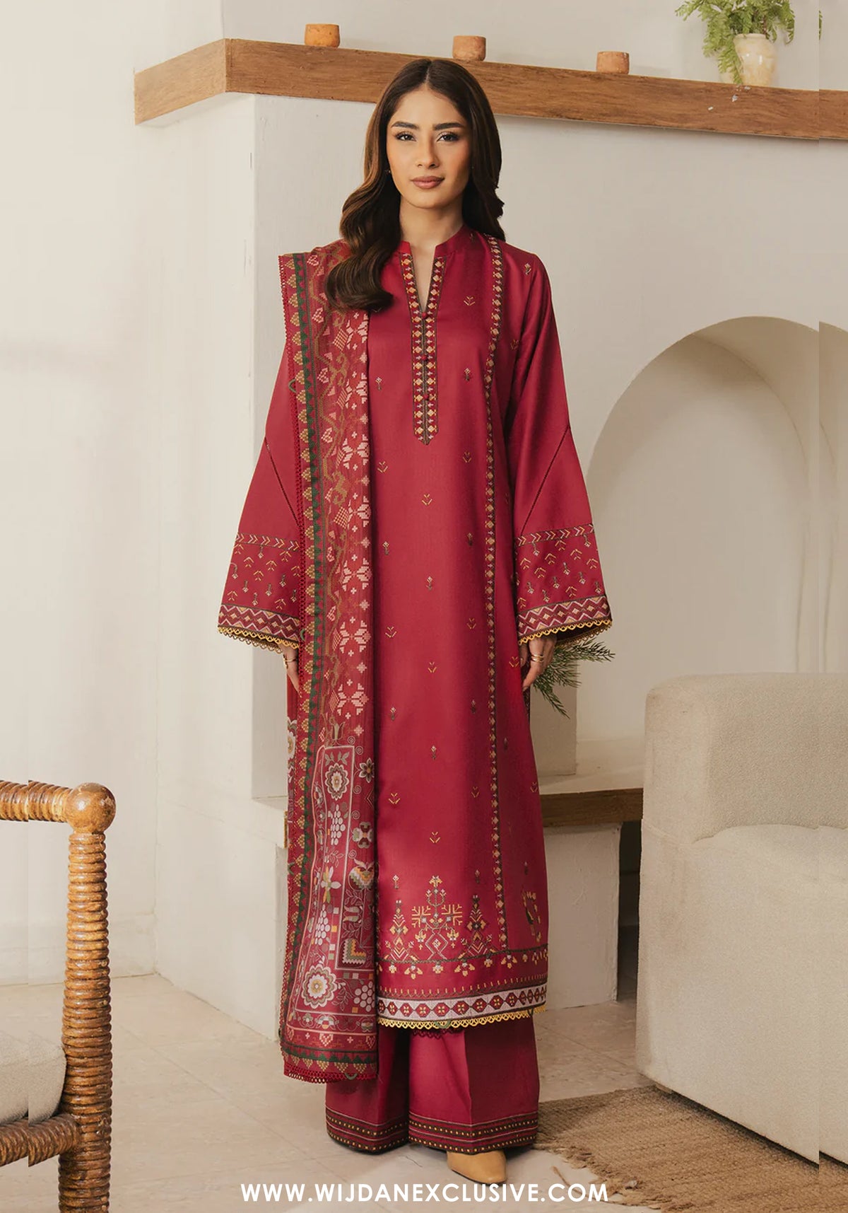 Serán Unstitched Embroidered Winter Collection - 2025 (CERISSE)