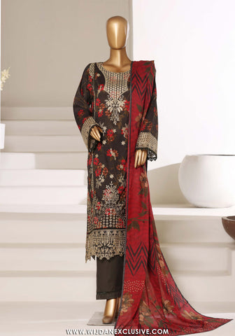 Sadabahar Signature Stitched Embroidered Lawn Collection - 2026 (DEEP CHARCOAL)