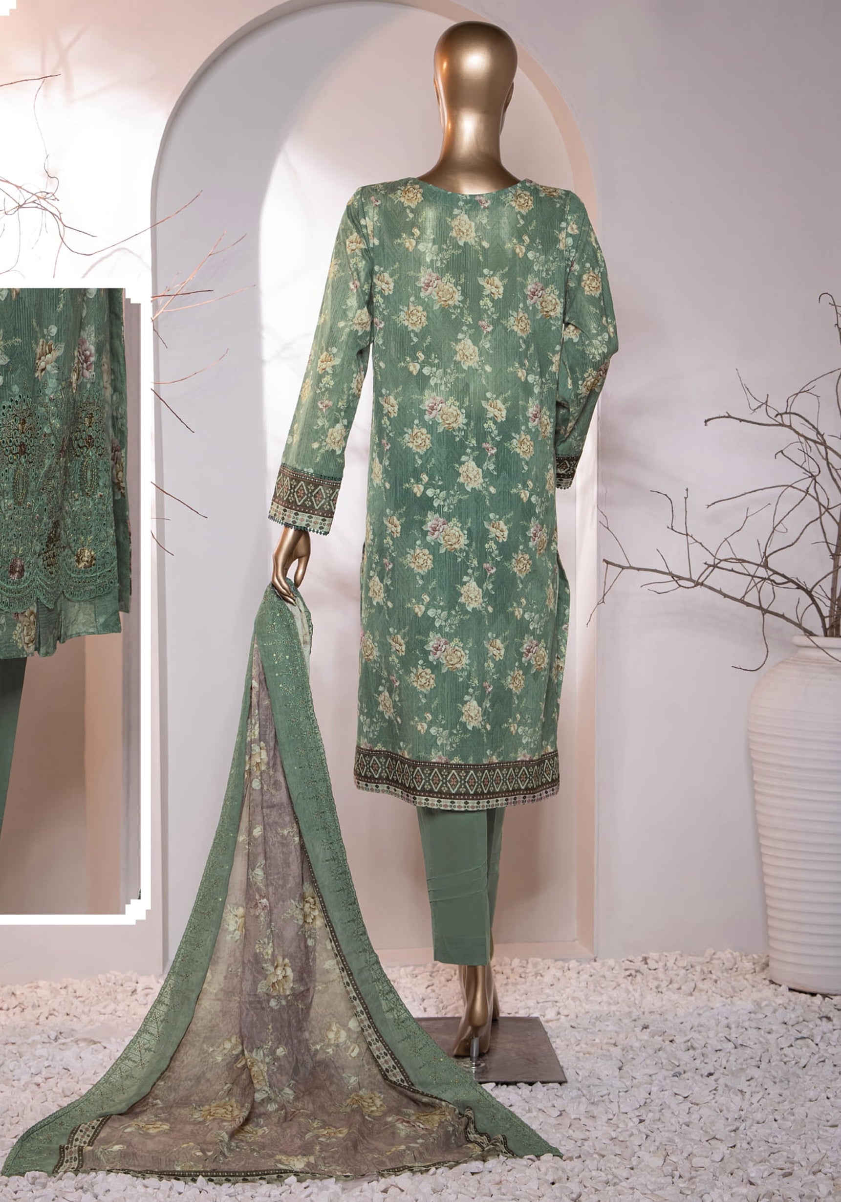 HZ Premium Embroidered Cotton Lawn Collection'24 D-05