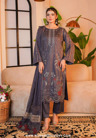 Wijdan Unstitched Premium Viscose Collection - 2025 MV-286 (Grey)