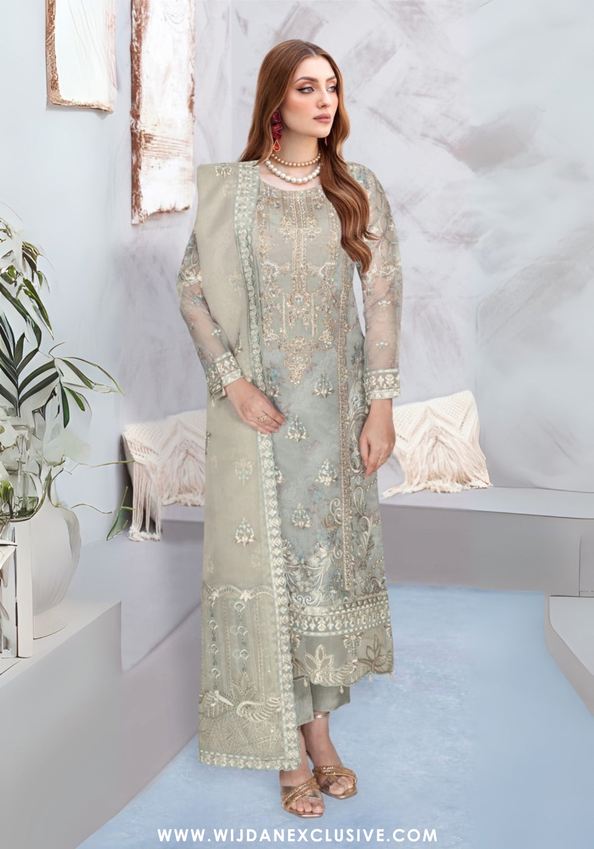 Ramsha Unstitched Embroidered Organza Collection - 2025 WD-421