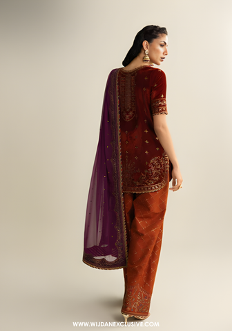 Makhmal Unstitched Embroidered Velvet Collection By Asim Jofa (D-08)