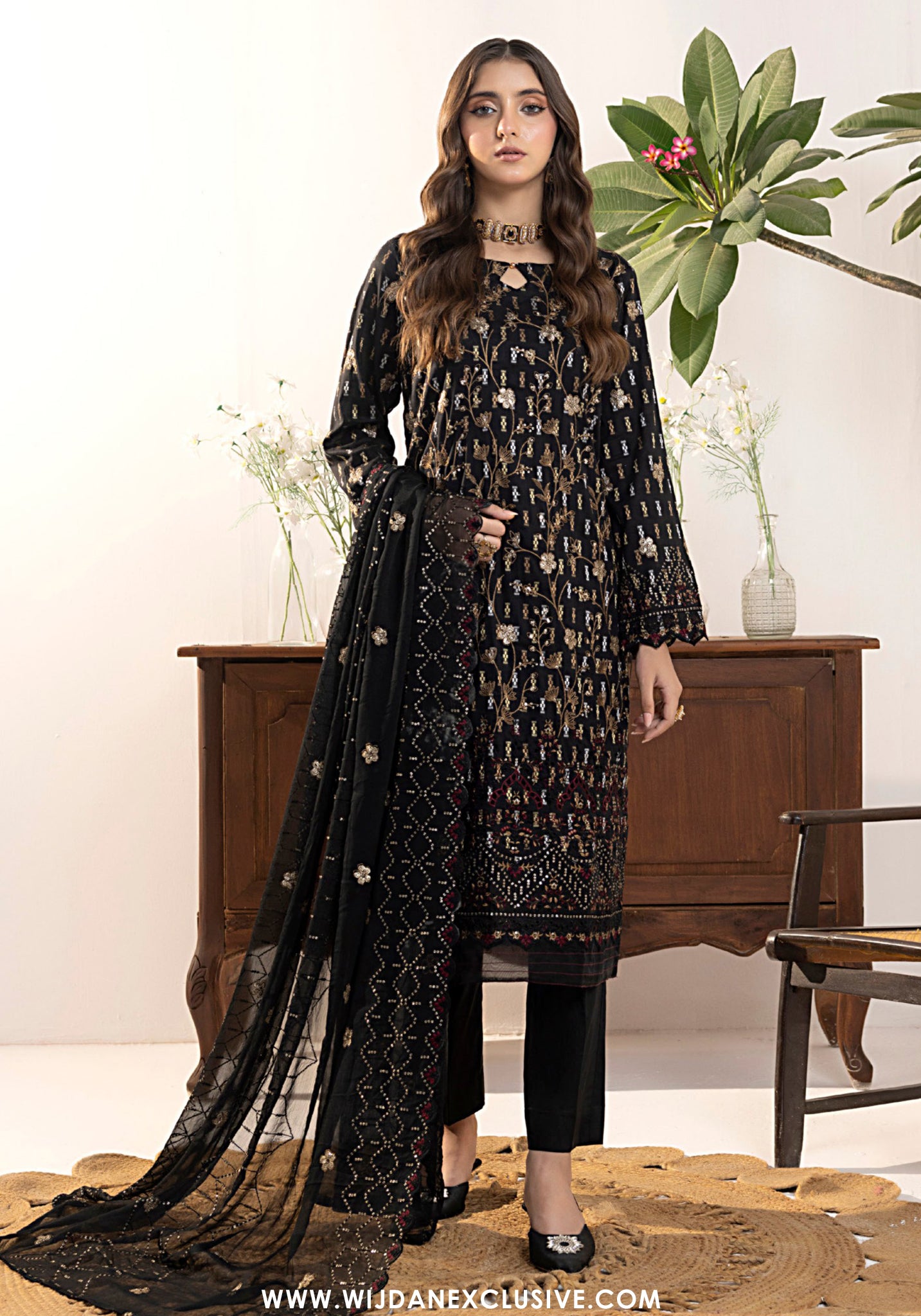 Tanisha by Wijdan | Unstitched Luxury Embroidered Broshia Cotton Collection - 2026 (D-05)