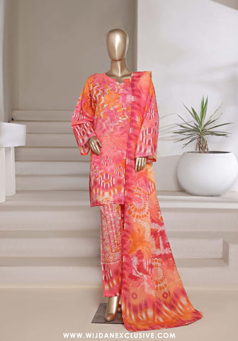 Sadabahar Stitched Printed Shimmered Cambric Summer Collection - 2025 (Pink)