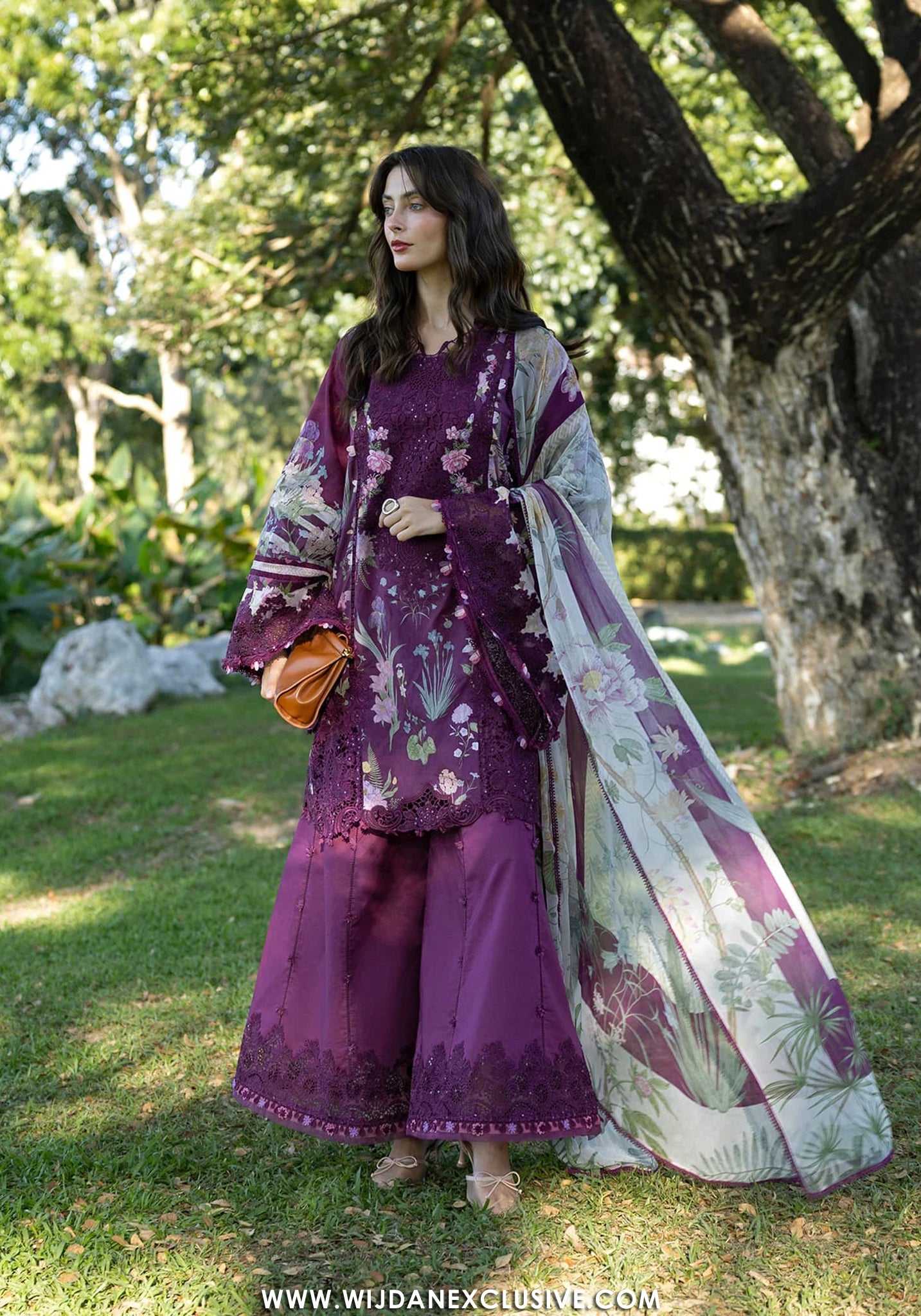 Elaf Signature Unstitched Printed Embroidered Lawn Collection - 2026 ESA-5B DARLING PLUM