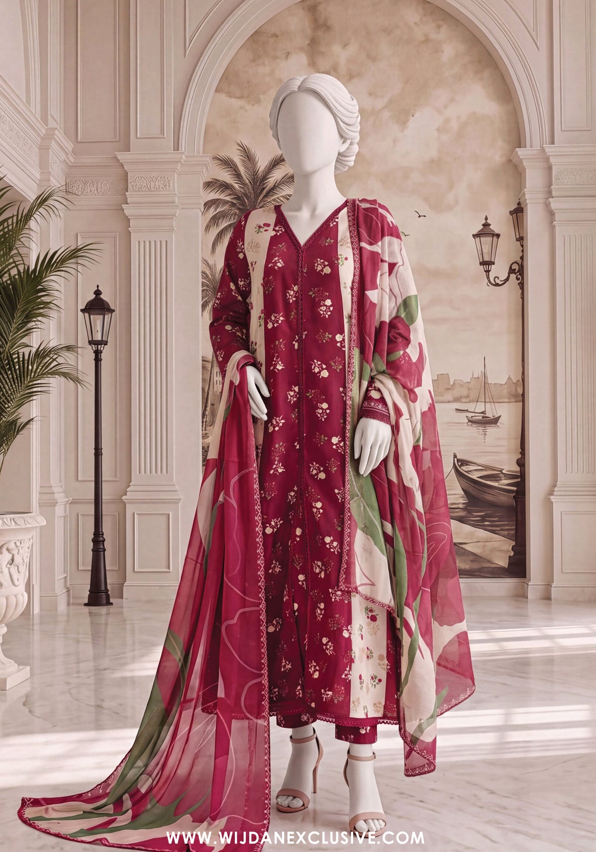 A Flowy Cut by HZ Textile | Stitched Printed & Emb Silk Collection'26 (D-05)