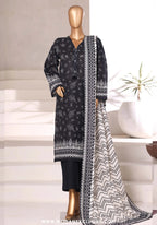 Sadabahar Printed Stitched Khaddar 3PC Collection - 2025 (BLACK D-07)