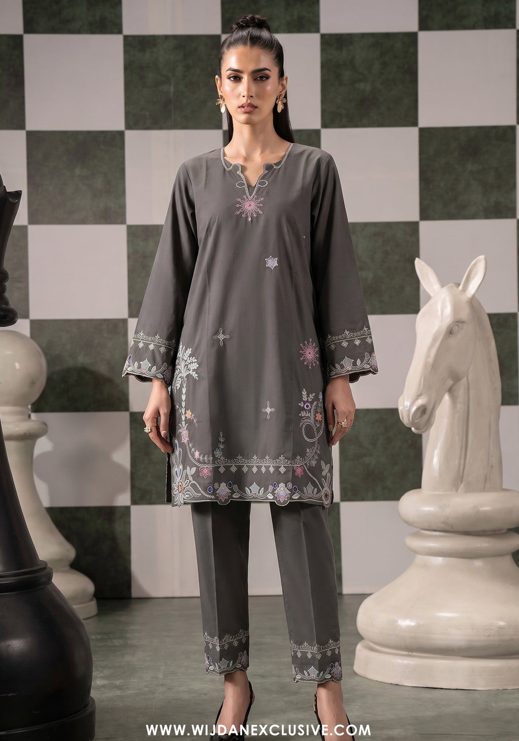 Allure by Wijdan | Stitched 2pc Embroidered Lawn Collection - 2026 (D-05)