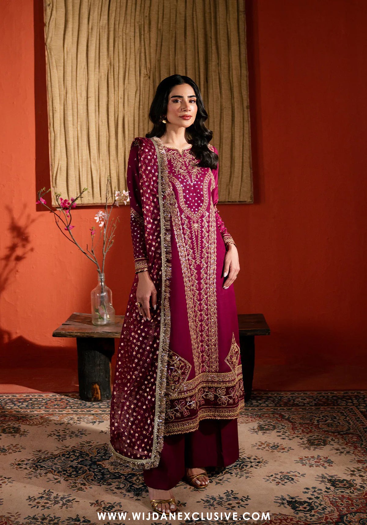 Neeshay Stitched Raw Silk Collection - 2025 RS-01 PURPLE