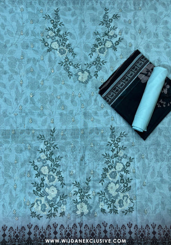 Jasmine Unstitched Doriya Digital Embroidered Lawn - 2025 by Wijdan D-01