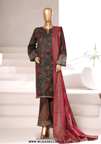 Malika by Sadabahar | Stitched Embroidered Khaddar Collection - 2025 (BROWN)