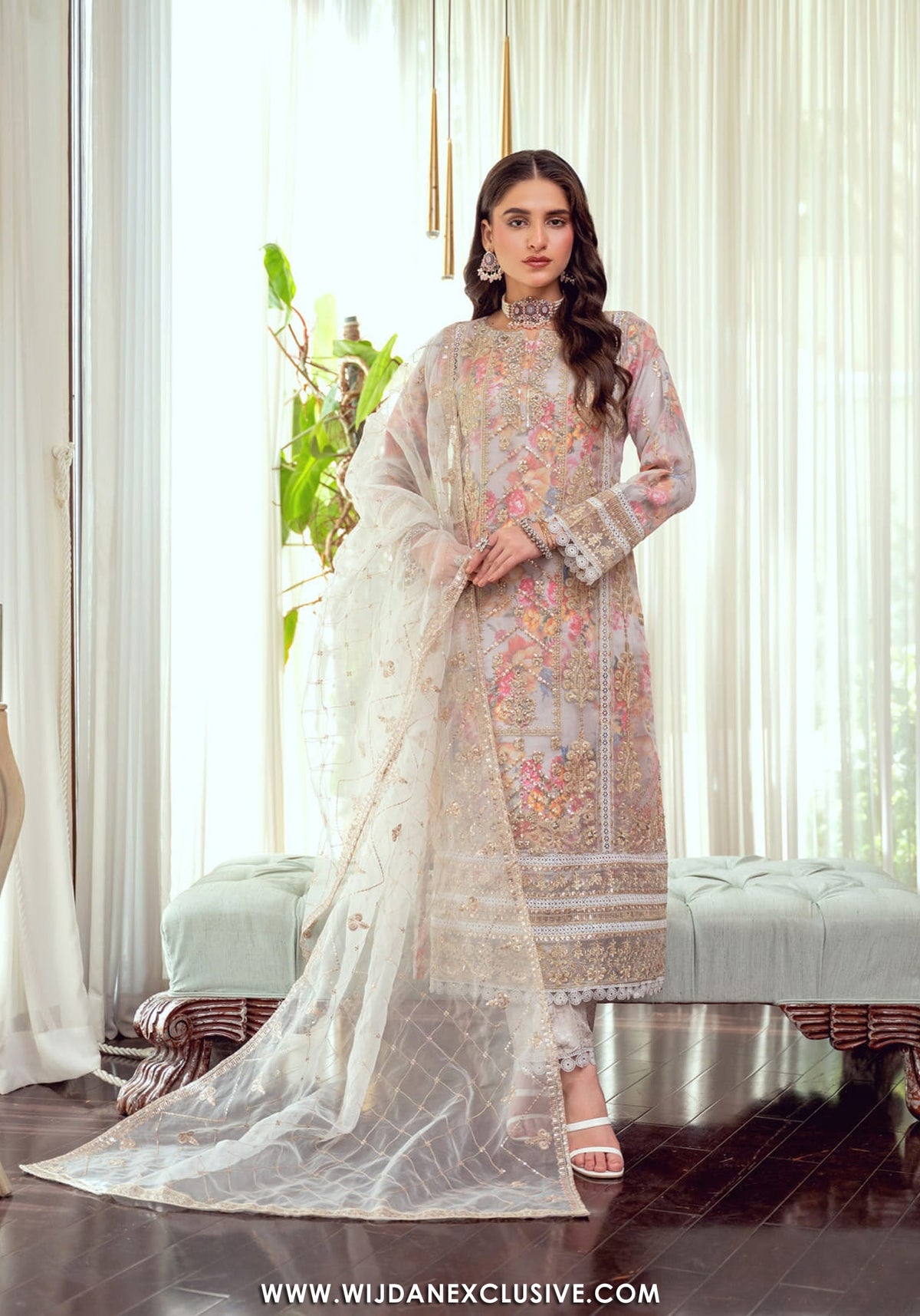 Zoraline by Bint e Noor | Stitched Fancy Embroidered Organza Collection - 2025 (WHITE)