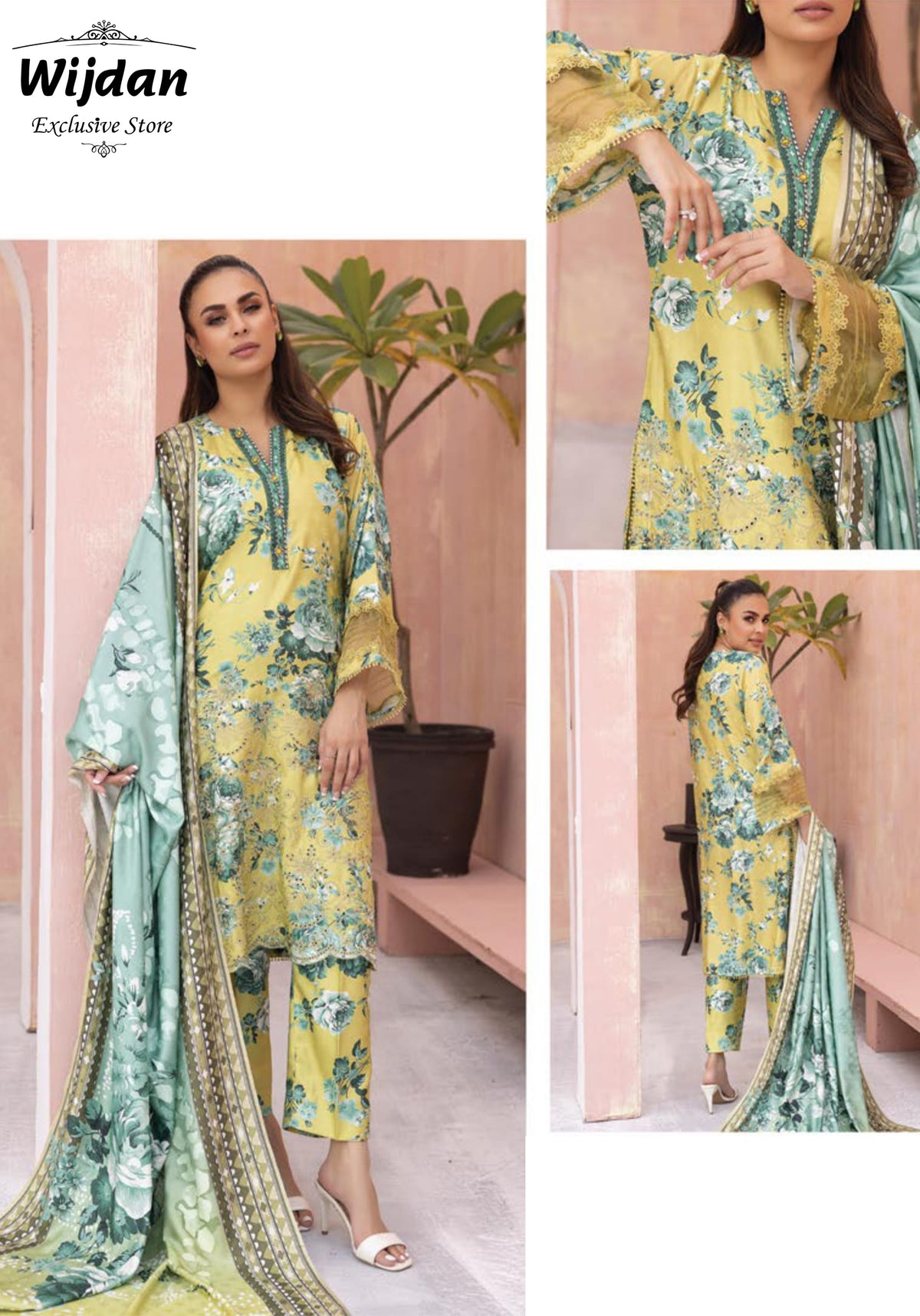 RangNagar Embroidered Printed Slub Wool Collection'24 by NUR RN-05