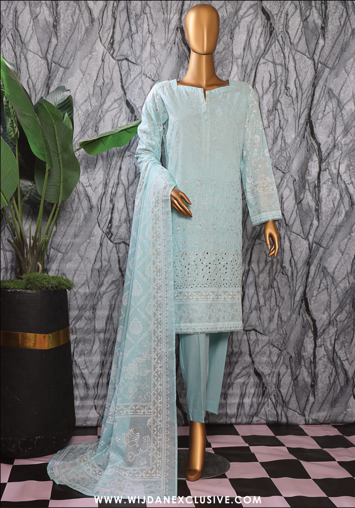 HZ Exclusive Unstitched Mid Summer Embroidered Slub Lawn - 2025 EMC-31