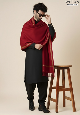 Wijdan Wool Mens Shawl Collection - 2025 (RED)
