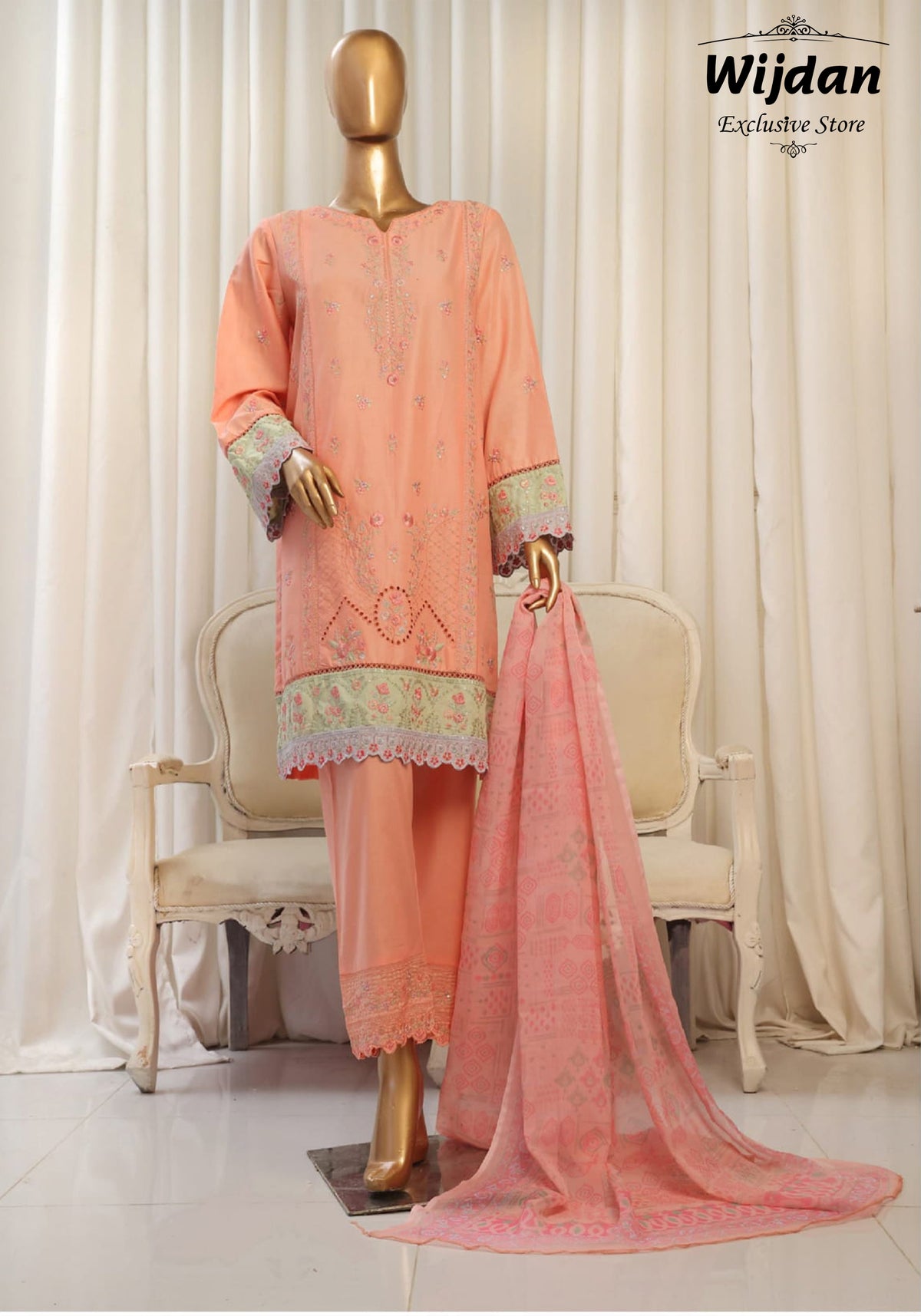 Bin Saeed Luxury Plain Cotton Embroidered Collection'25 D-05