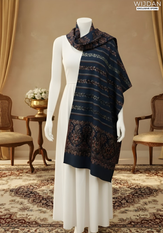 Wijdan Wool Printed Women's Shawl Collection - 2025 (BLUE)