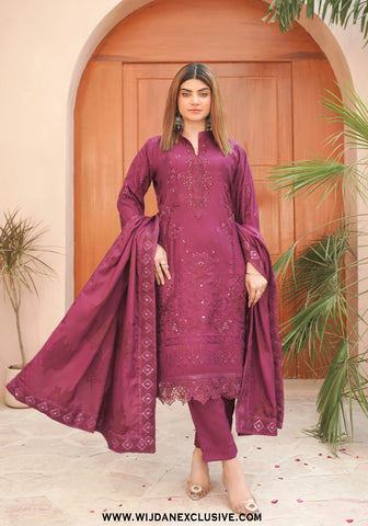 Marjjan Unstitched Embroidered Winter Vol-02 Collection - 2025 (MRW-531-PURPLE)