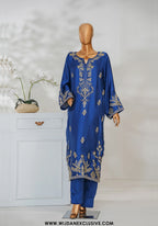 Mohar by Amna Khadija | Stitched Shamooz Silk 2PC Collection - 2026 (BLUE)
