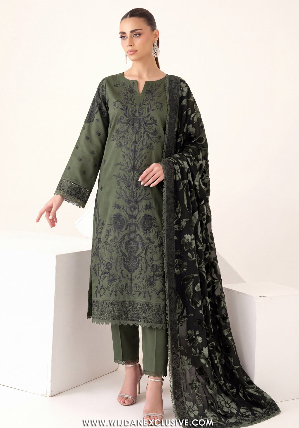 Saffron by Wijdan | Unstitched Embroidered Luxury Palachi Collection'26 (D-2545)
