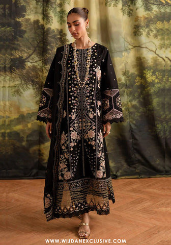 Marjjan Guzel Unstitched Embroidered Lawn Collection - 2025 SMC-204 (Black)