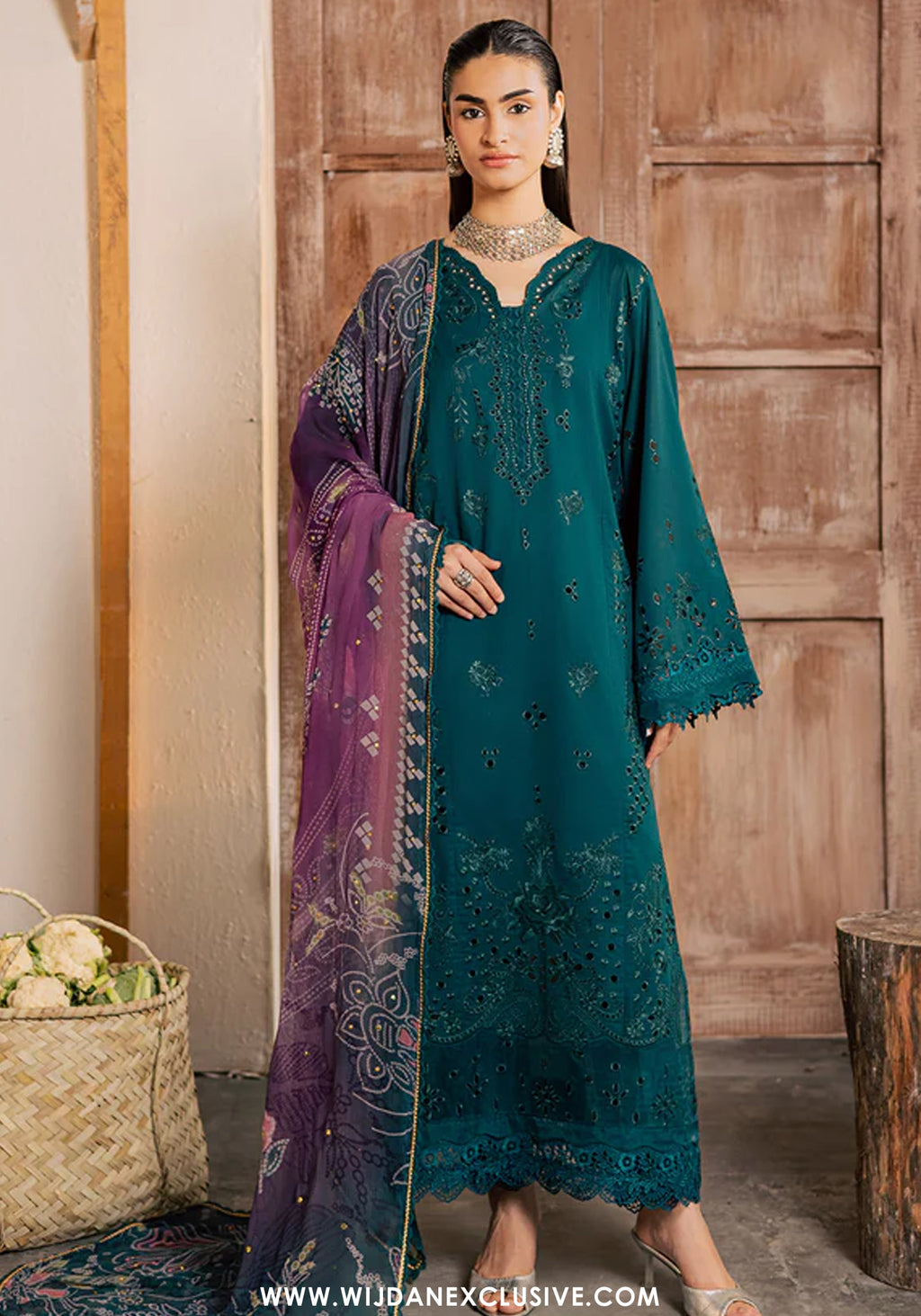 Bazaar by Nureh | Unstitched Embroidered Lawn Collection - 2026 (NE-256)