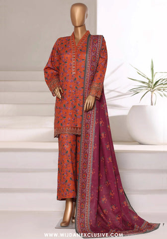 Sadabahar Malika Stitched Embroidered Khaddar Collection - 2025 (RUST)
