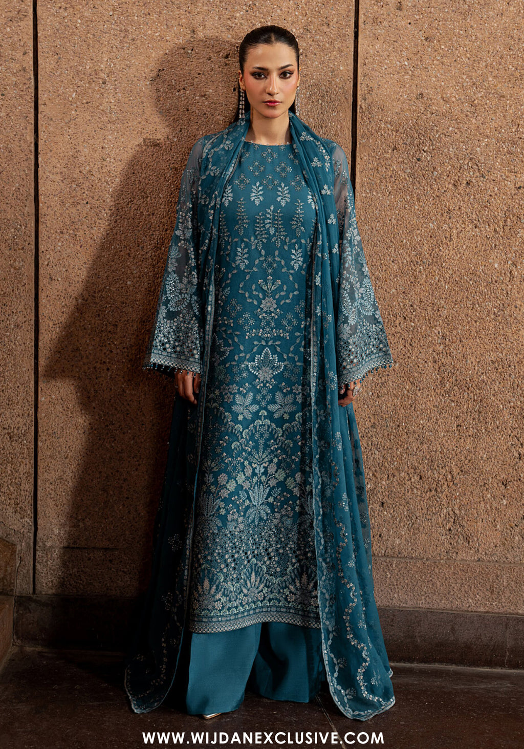 Lazawal by Lamisah | Unstitched Embroidered Formal Chiffon Collection - 2026 (TEAL ESSENCE)