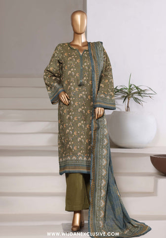 Sadabahar Stitched Printed Khaddar Shimmer Vol-II Collection - 2025 (MEHNDI)