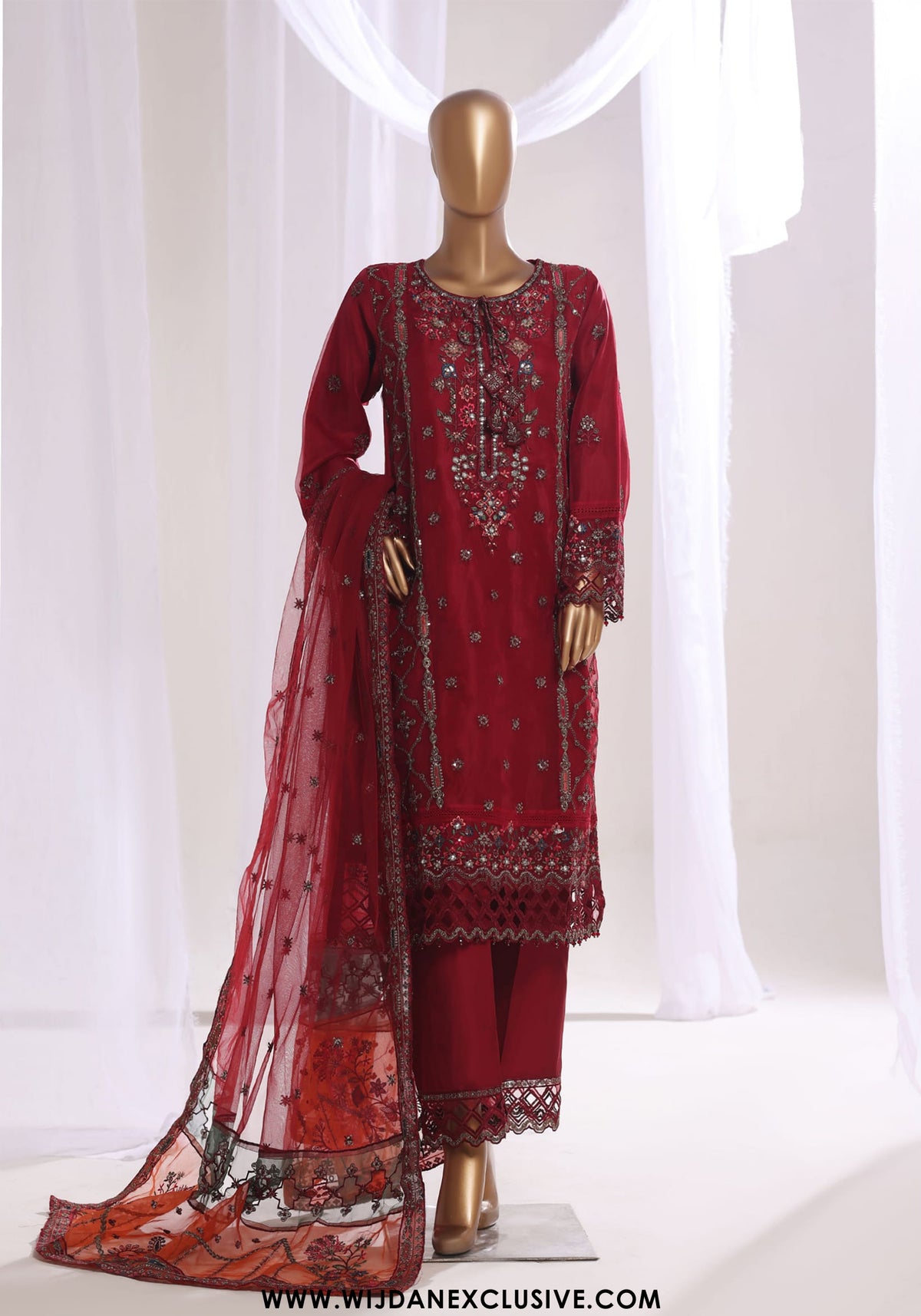 Mahpara by Sadabahar | Stitched Festive Embroidered Organza Vol-01 Collection - 2025 (RED)
