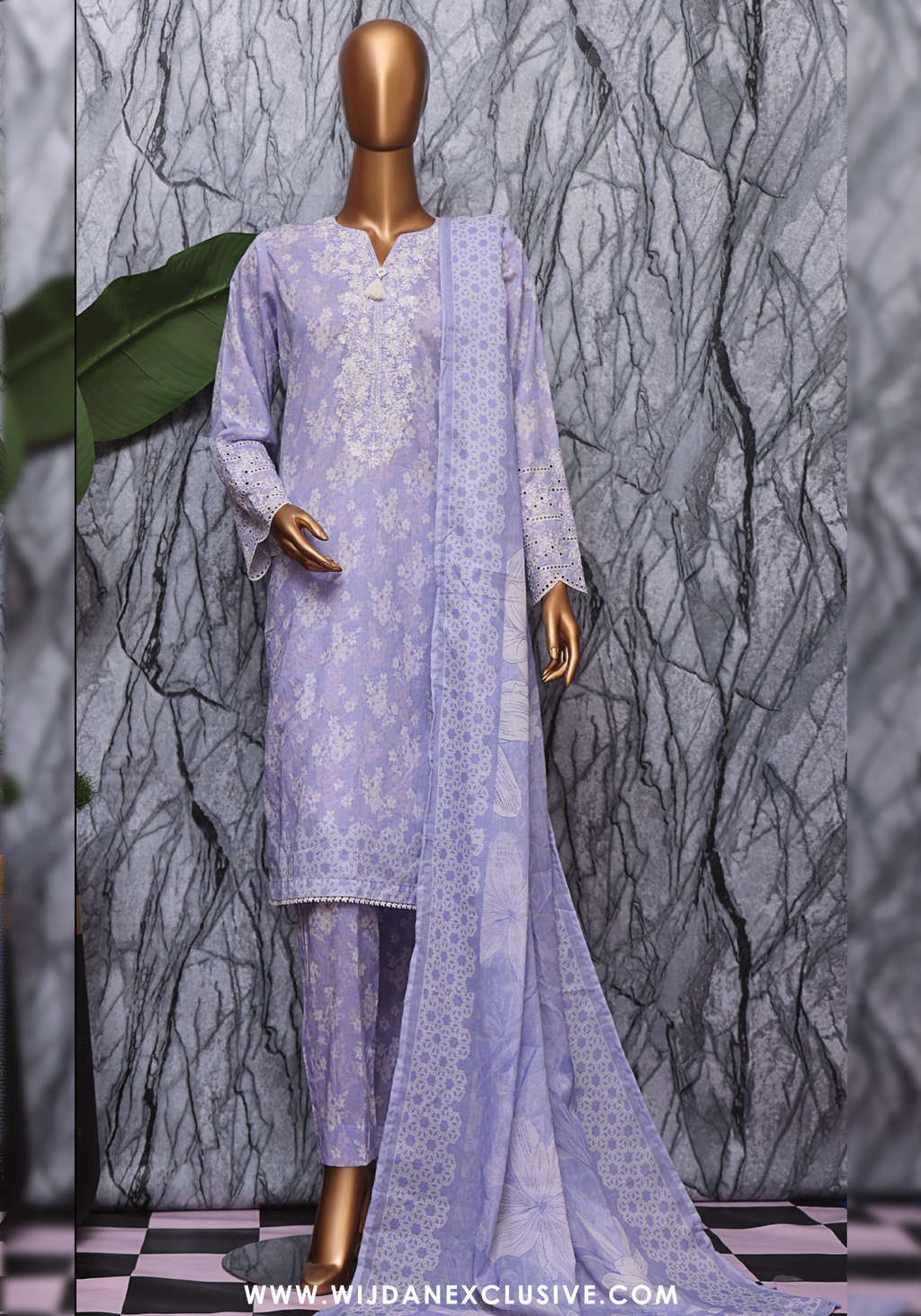 Elegant Unstitched Embroidered Lawn by HZ Textile HZ-EC-1046