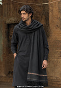 Saltanat by Wijdan | Wool Men's Shawl'26 (DARK-GREY)