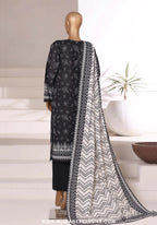 Sadabahar Printed Stitched Khaddar 3PC Collection - 2025 (BLACK D-07)