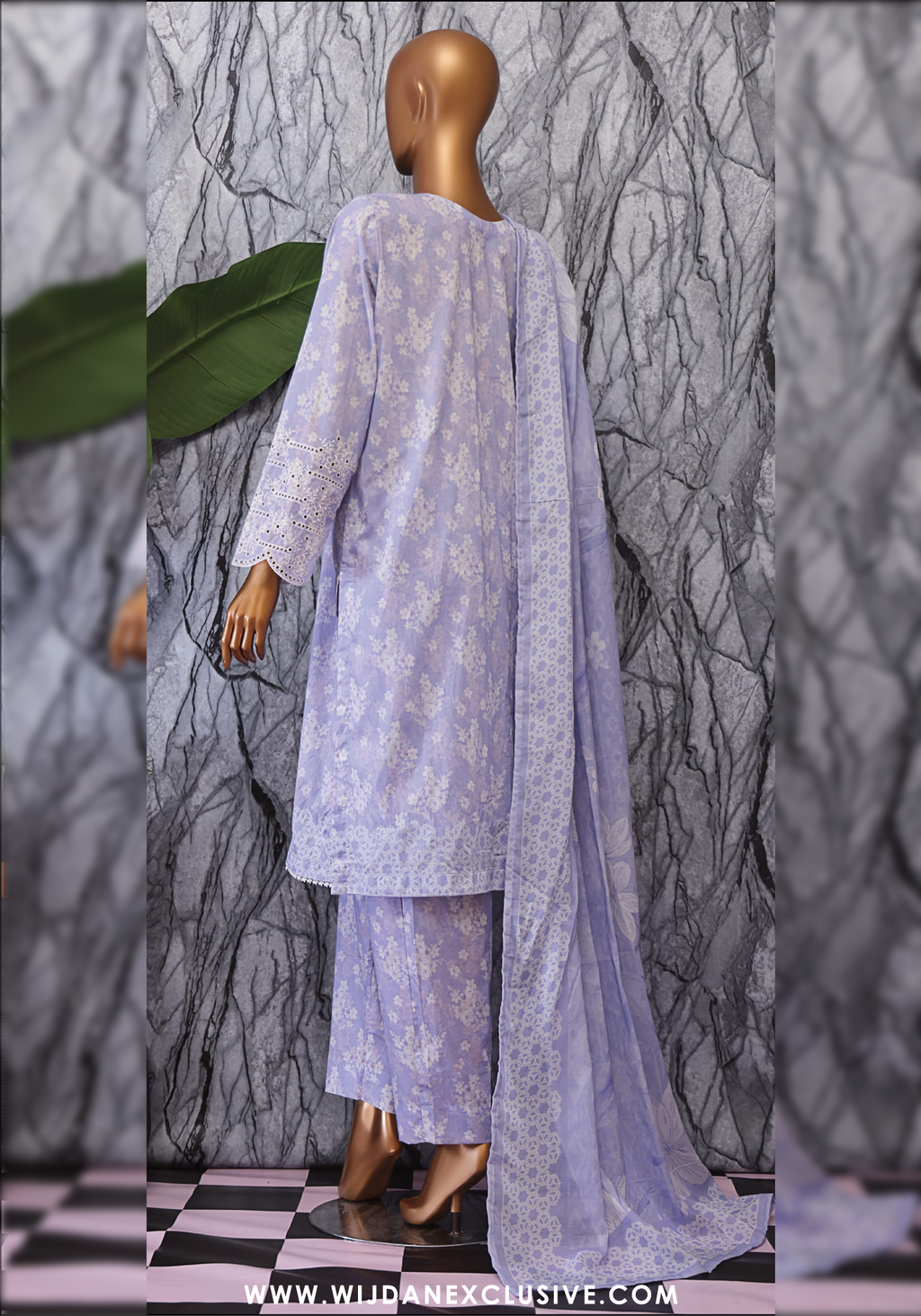 Elegant Unstitched Embroidered Lawn by HZ Textile HZ-EC-1046