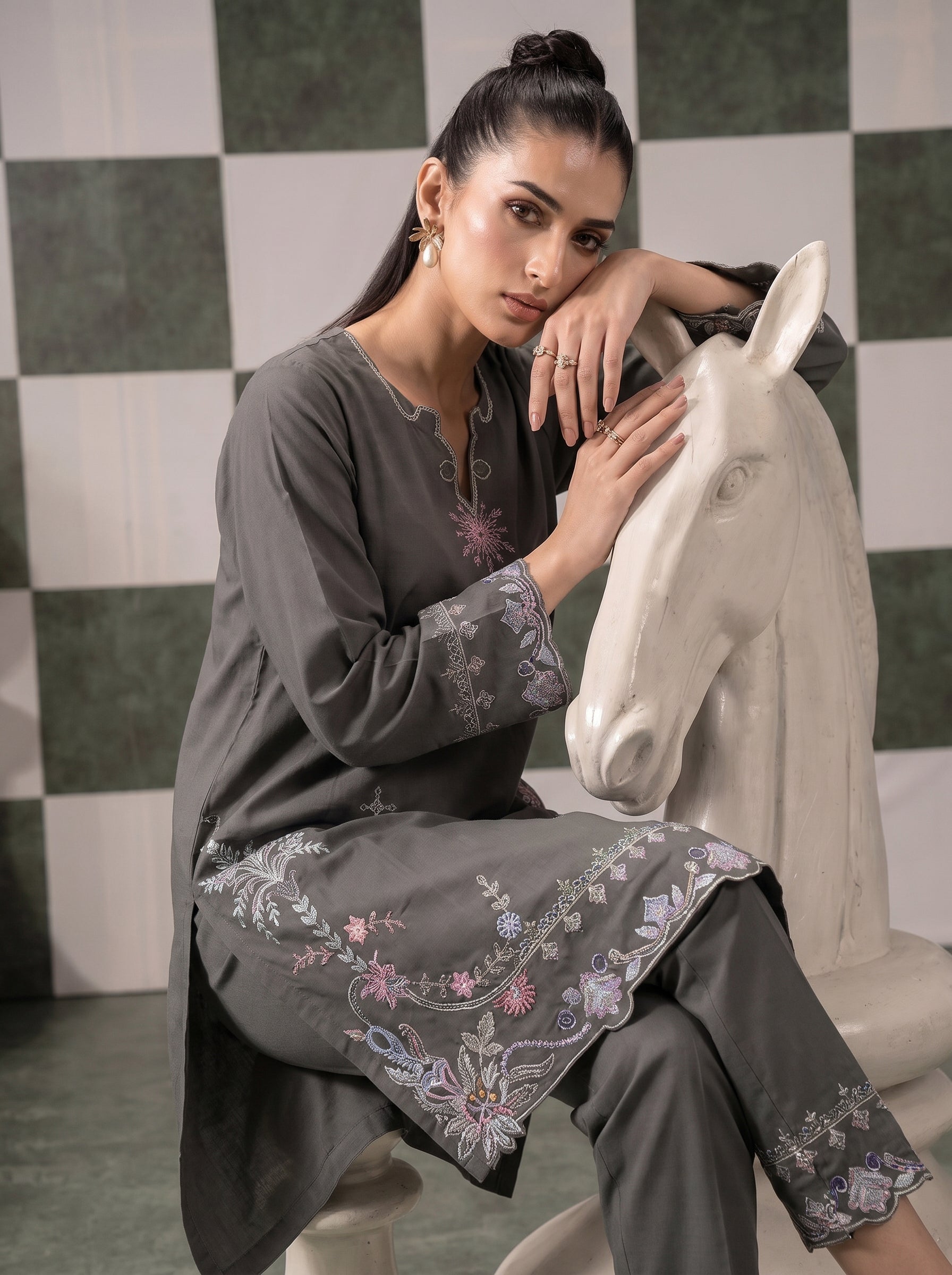 Allure by Wijdan | Stitched 2pc Embroidered Lawn Collection - 2026 (D-05)