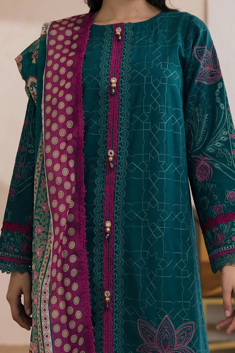 Zellburry Unstitched 3pc Printed & Embroidered Lawn Collection - 2026 (WUS- 0573)