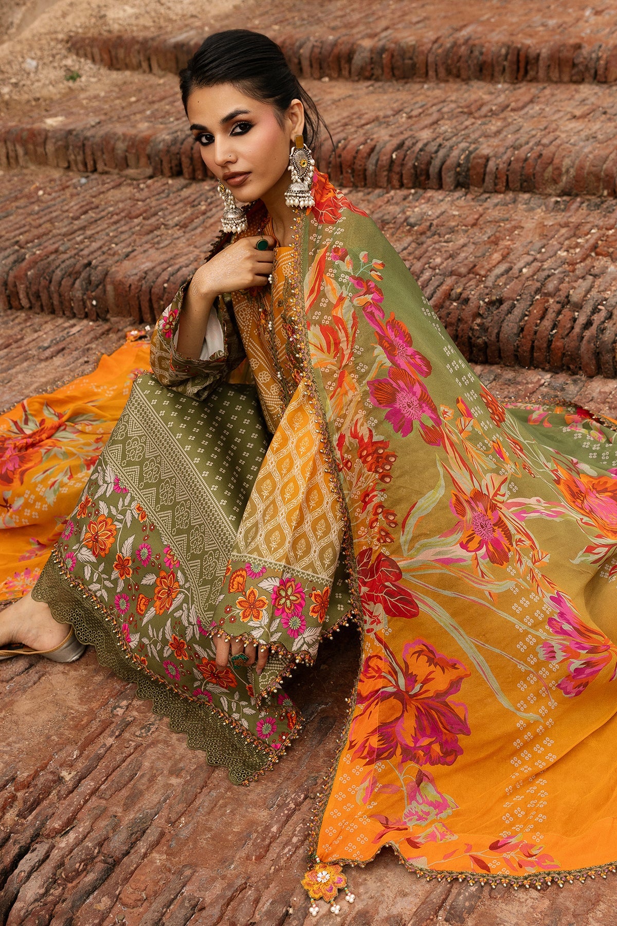 Charizma Chunri Unstitched Embroidered Lawn Vol-01 Collection - 2026 (CHN6-05)