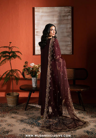 Neeshay Stitched Raw Silk Collection - 2025 RS-05 MAHROON