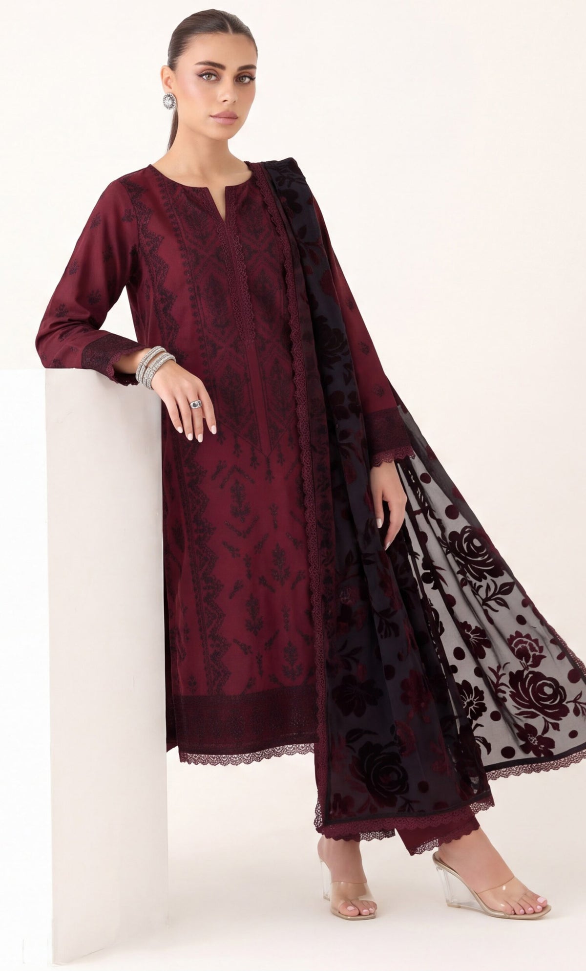 Saffron by Wijdan | Unstitched Embroidered Luxury Palachi Collection'26 (D-2546)
