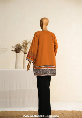 Zehaina by Amna Khadija | RTW Digital Printed Poly Swiss Coat Collection - 2025 (MUSTARD)