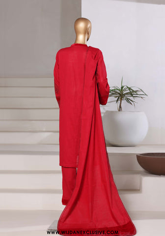 Sadabahar Stitched Cross Texture with Velvet Winter Collection - 2025 (RED)